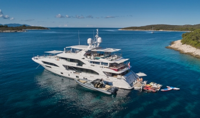 The most fun yacht on the water: Happy Me (featuring Pool Table, Gym, BBQ, Bar & a rib for watersports)