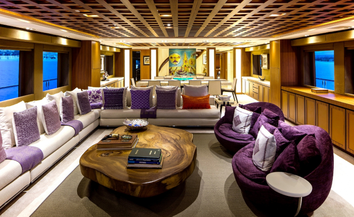 the interior of the yacht 