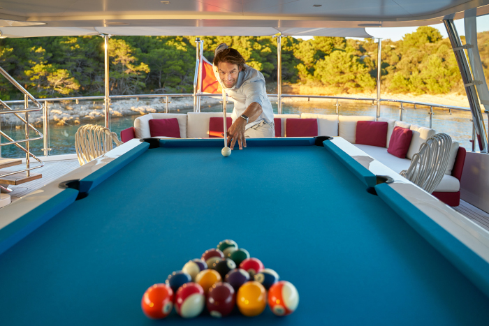 pool table on the yacht